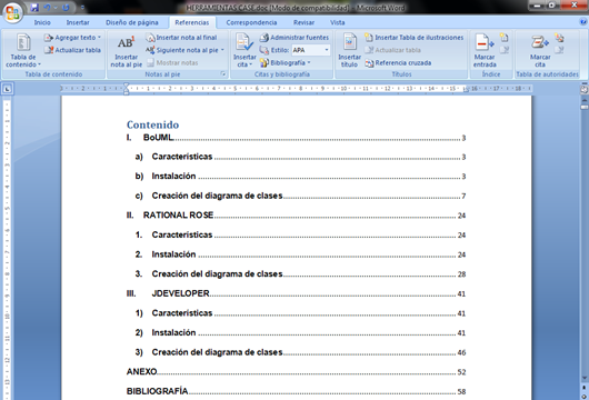 HERRAMIENTAS INFORMATICAS Indices y Tablas de Contenidos